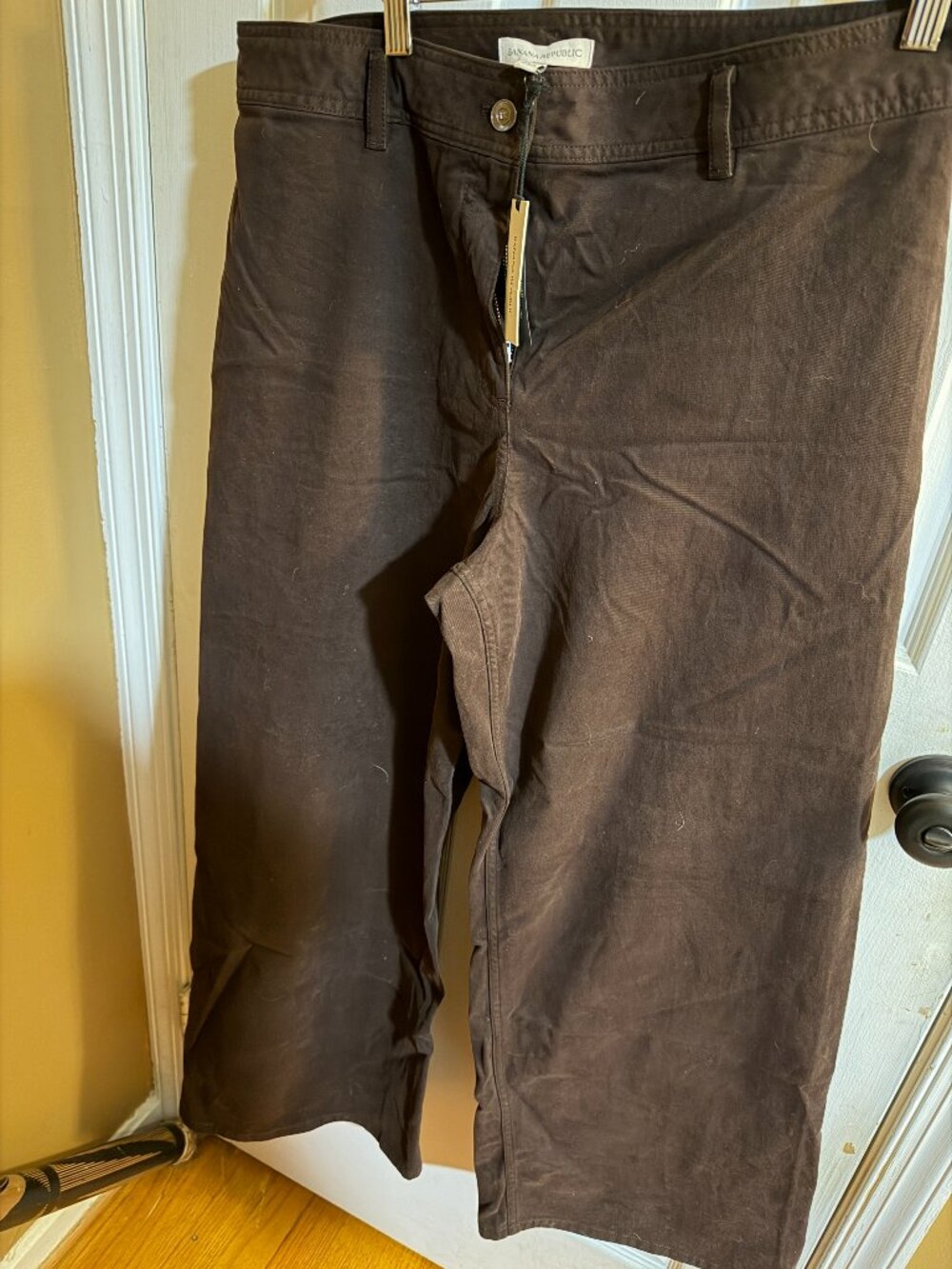 Banana Republic High-Rise Wide-Leg Stretch Cotton Pants | Chocolate Brown | Size